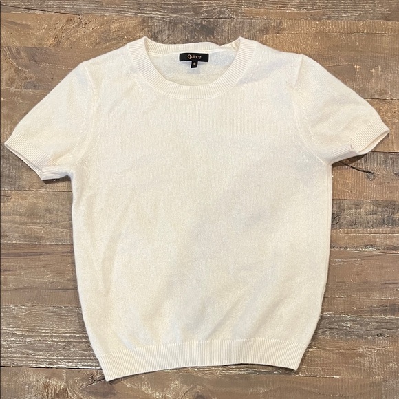 Quince Ivory Mongolian Cashmere Tee, small - Picture 5 of 7